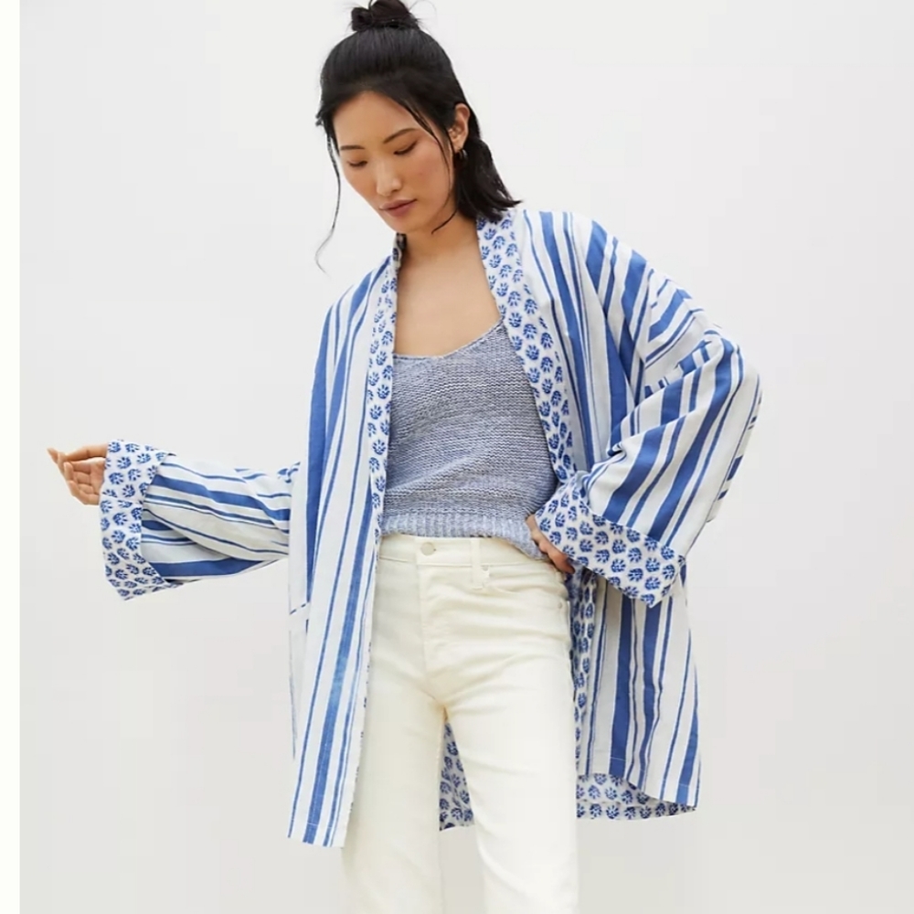 Anthropologie Seaside Striped Kimono